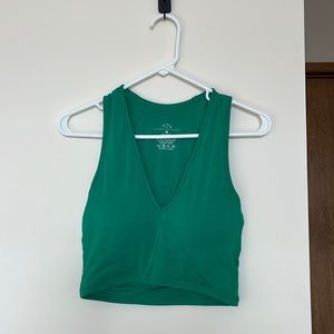 Klassy Network, size M, green v neck crop top